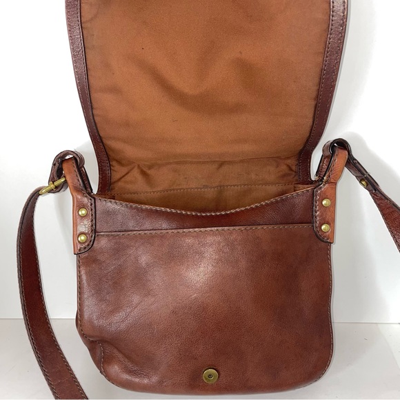 Fossil Brown Leather Messenger Crossbody Flap Saddle Bag - Picture 7 of 14
